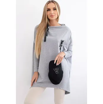 Dámská mikina Oversize mikina s asymetrickými stranami šedé barvy Kesi šedá 3100075