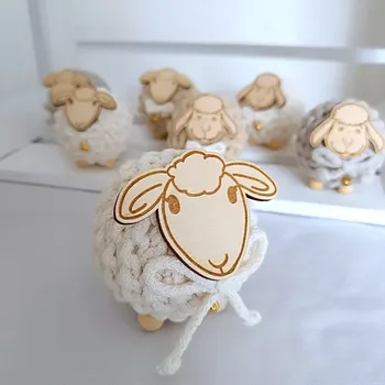 Velikonoční dekorace Háčkovaná ovečka ecru větší (velikonoční dekorace)