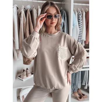 Dámská mikina Dámská béžová mikina s jemným krajkovým akcentem LUXEEN RY2794 Velikost: ONE SIZE