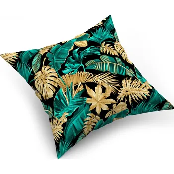 Povlak na dekorativní polštářek Povlak na polštářek "jasiek" 40x40 cm, 100% Bavlna Listy 3D tyrkysová zlatá