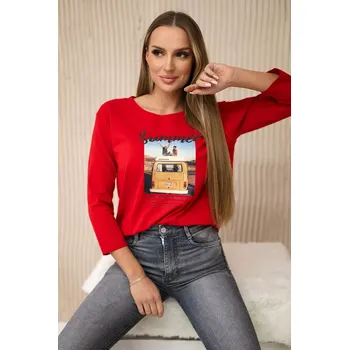 Dámská halenka Halenka s potiskem Letní auto červená Kesi červená 3089493