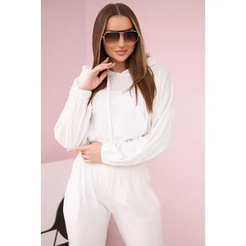 Velurový set s kapucí ecru Kesi šedá 3089795