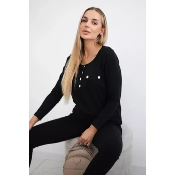 Dámská halenka Set s výstřihem na druky černé barvy Kesi černá 3100406