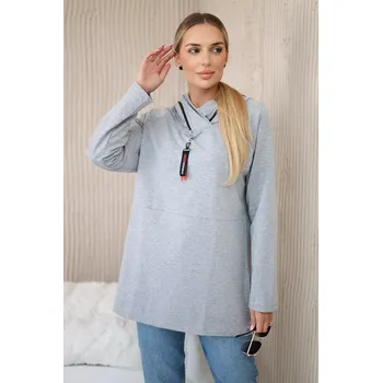Dámská tunika Tunika se zipem na kapuci Oversize šedá Kesi šedá 3095957