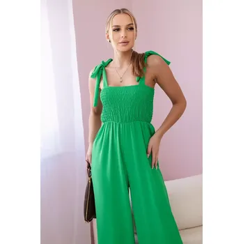 Dámský overall Pásková kombinéza s volánkovým vrchním dílem v zelené barvě Kesi Włoski zelená 3095828