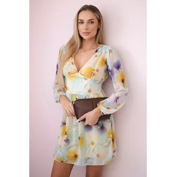 Dámské šaty Vzdušné šaty s květinovým motivem žluté barvy Kesi kaki 3101712