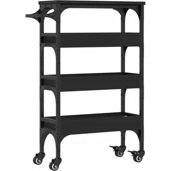Servírovací stolek Kuchyňský Vozík Vintage 53x20x76 cm Černý