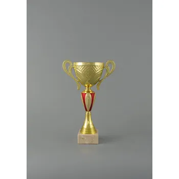 Zlatý sportovní pohár se zlatočerveným středem a ušima 22 - 36 cm - 34 cm