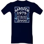 Tričko s potiskem Narozen 1975 - 50 let bílé pánské