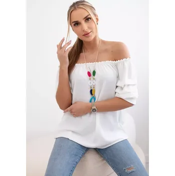 Dámská halenka Španělská halenka s ozdobnými rukávy ecru Kesi Włoski šedá 3096625