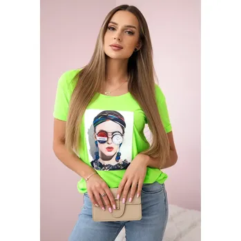 Dámská halenka Halenka s dámskou grafikou zelený neon Kesi světle zelená 3089805
