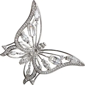 Brož Stříbrná brož motýl se zirkony STRB0003 + dárek zdarma
