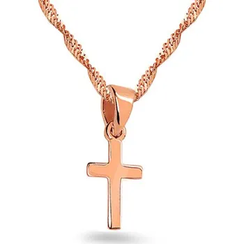Přívěsek Drobný přívěsek křížek v růžovém zlatě IZ24708R + dárkové balení LUXUS zdarma