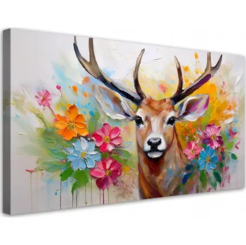 Obraz Obraz na plátně Jelen Květiny Abstrakce Zvířata 100x50