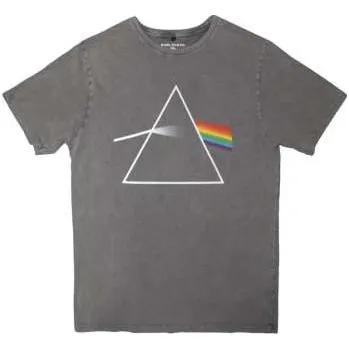 Zahraniční hudba Merch Pink Floyd: Pink Floyd Unisex Stone Wash T-shirt: Dark Side Of The Moon Album (grey) (large) L