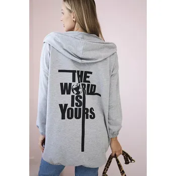 Dámská mikina Mikina s potiskem "Svět je tvůj" šedá Kesi šedá 3100903