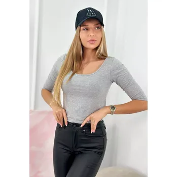 Dámská halenka Halenka s kulatým výstřihem šedá melanž Kesi šedá 3094583