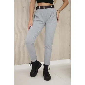 Dámské kalhoty Zimní kalhoty Punto Milano s páskem šedé Kesi Włoski šedá 3104446