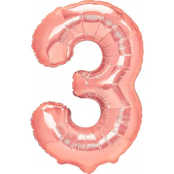 Balónek Fóliový balónek ROSE GOLD ČÍSLICE 3 na hélium, dekorace 100 cm