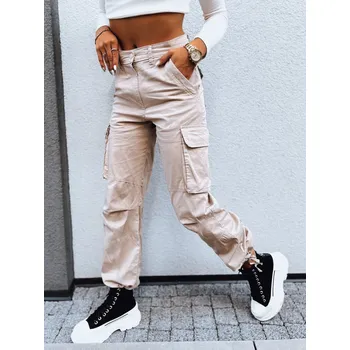 Dámské kalhoty Světle béžové cargo kalhoty se stahováním SHIMMERING Dstreet UY1674 Velikost: 44