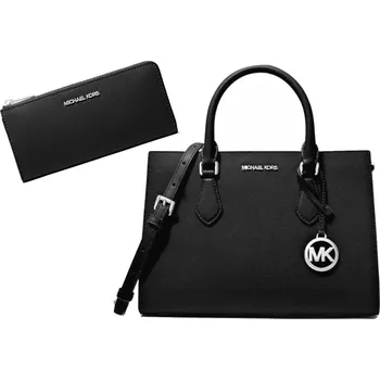 Set Michael Kors - Kabelka Michael Kors Sheila a peněženka MK černá silver + doprava zdarma