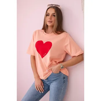 Dámská halenka Bavlněná halenka s lososovým potiskem srdce Kesi růžová 3100620