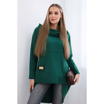 Dámská mikina Mikina s dlouhým zadním dílem a kapucí zelené barvy Kesi tyrkysová 3094364