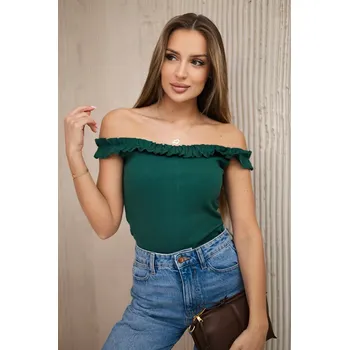 Dámská halenka Zelená halenka s volánky nad ramena Kesi černá 3096514