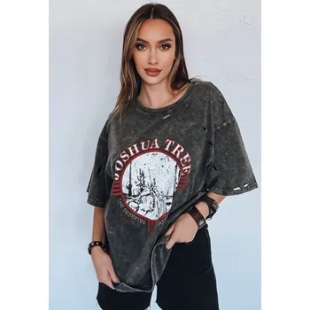 Tmavě šedé oversize tričko s potiskem JOSHUA RY2630 Velikost: ONE SIZE