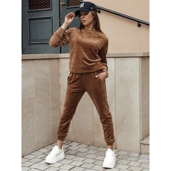 Tmavě hnědá velurová tepláková souprava URBANVELVET AY1062 Velikost: XL