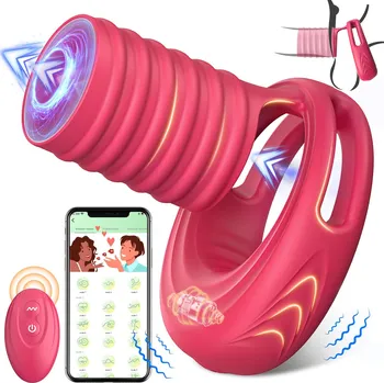 SuperLove Vibrating Cock Ring Penis Sleeve with Remote Red
