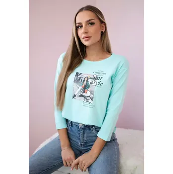 Dámská halenka Halenka s potiskem Star Style mint Kesi bílá 3089379