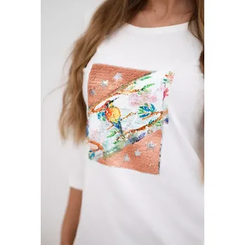 Dámské šaty Šaty s grafikou 3D Bird ecru Kesi bílá 3104617