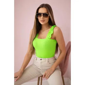 Dámská halenka Halenka s volánky na ramínkách zelená neonová Kesi světle zelená 3089271