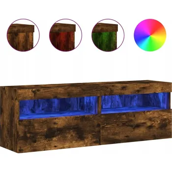 Televizní stolek Nástěnná skříňka pod TV s LED RGB osvětlením, 60x30x40 cm, kouřový dub