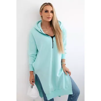 Dámská mikina Dámská zateplená mikina s rozparky na bocích - mátová Kesi tyrkysová 3100407