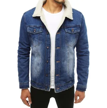 Pánská casual bunda Modrá pánská džínová bunda s kožíškem TX3344 Velikost: S