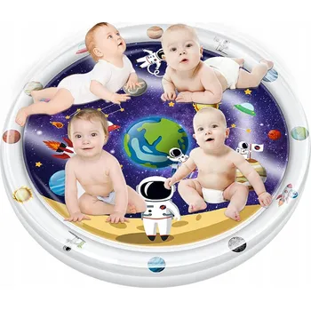 Hračka pro nejmenší Nafukovací Vodní Senzorická Podložka Pro Miminka Kulatá Podložka XXL Velká 105 cm