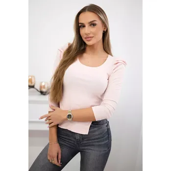 Dámská halenka Halenka s nabíranými rukávy pudrově růžová Kesi bílá 3095072