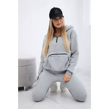 Zateplená souprava s ozdobnou kapsou šedé barvy Kesi šedá 3104269