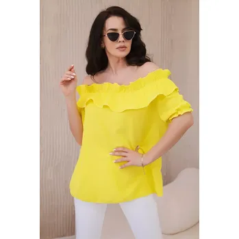 Dámská halenka Španělská halenka s ozdobným volánem žluté barvy Kesi Włoski žlutá 3108024