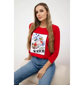 Dámská halenka Halenka s grafikou 3D Watch červená Kesi červená 3090116
