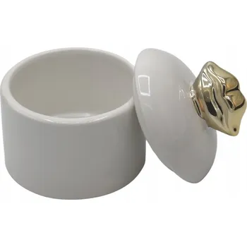 Příslušenství pro čtečku elektronické knihy KERAMICKÁ DÓZA BÍLÁ SE ZLATÝMI RTY 8,2x8,2x9,8 cm