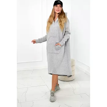 Dámské šaty Zateplené šaty s kapucí šedé barvy Kesi šedá 3107380