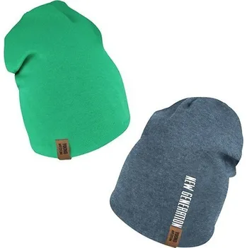 Čepice Dětská oboustranná čepice s potiskem AJS 50-137 dwustronna dziecięca Velikost: 48-50 cm, Barva: zeleno-grafitová