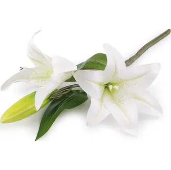 Bytová dekorace Umělá větvička lilie - bílá