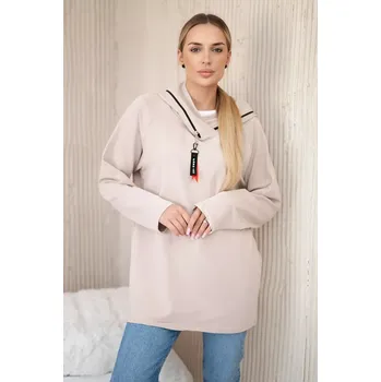 Dámská tunika Tunika se zipem na kapuci Oversize béžová Kesi růžová 3107779