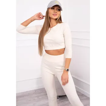 Dámská halenka Žebrovaná souprava světle béžová Kesi bílá 3100813