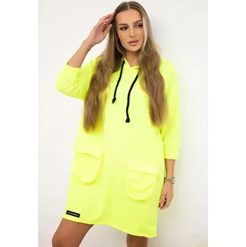 Dámské šaty Žluté neonové šaty s kapucí Kesi žlutá 3089380