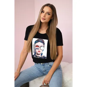 Dámská halenka Halenka s dámskou grafikou černá Kesi černá 3101050